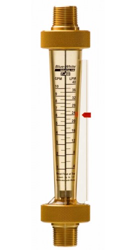 Blue-White F-45750L-8 Flowmeter, 1 to 10GPM, 1/2in Male NPT-