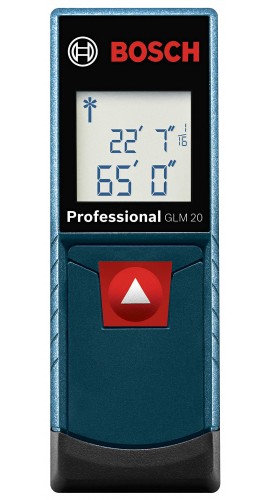 Bosch BLAZE GLM 20 Laser Measure, &amp;plusmn;&lt;sup&gt;1&lt;/sup&gt;&amp;frasl;&lt;sub&gt;8&lt;/sub&gt;&amp;quot;, 65&#039;-
