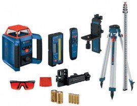 Bosch GRL2000-40HVK REVOLVE2000 Self-Leveling Horizontal/Vertical Rotary Laser Kit, &amp;plusmn;&lt;sup&gt;1&lt;/sup&gt;&amp;frasl;&lt;sub&gt;16&lt;/sub&gt;&amp;quot; at 100’, 2000’-