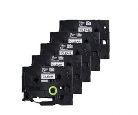 Brother HGE1415PK Black on Clear Tape with standard adhesive, 0.7&amp;quot;, 5-pack-
