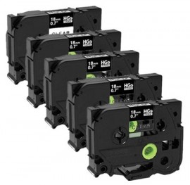 Brother HGES1415PK Black on Clear Tape with extra strength adhesive, 0.7&amp;quot;, 5-pack-