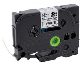 Brother HSE211EG Black on White Heat Shrink Tube Label, 0.23&amp;quot; x 4.9&#039;-