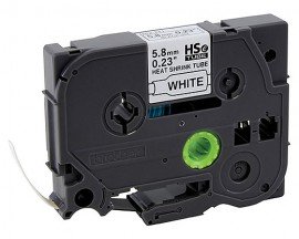 Brother HSE211EG Black on White Heat Shrink Tube Label, 0.23&amp;quot; x 4.9&#039;-