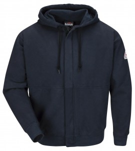 Bulwark SEH4 Men&#039;s Fleece FR Zip-Front Hooded Sweatshirt, navy, 2xl-