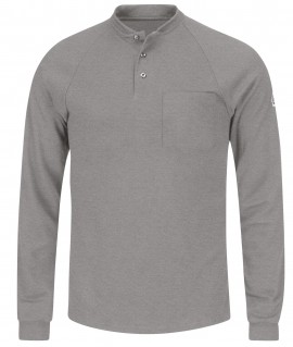 Bulwark SEL2GY-L-2XL Men&#039;s Lightweight FR Henley Shirt with long length, 2xl, grey-
