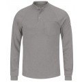 Bulwark SEL2GY-L-L Men's Lightweight FR Henley Shirt with long length, large, grey-