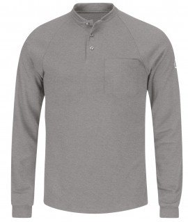 Bulwark SEL2GY-R-L Men&#039;s Lightweight FR Henley Shirt, large, grey-