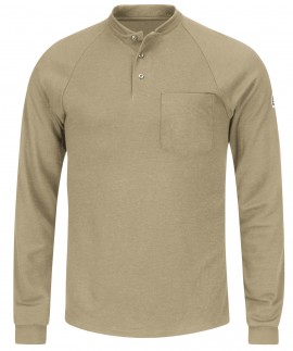 Bulwark SEL2KH-L-2XL Men&#039;s Lightweight FR Henley Shirt with long length, 2xl, khaki-