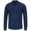 Bulwark SEL2NV-L-2XL Men's Lightweight FR Henley Shirt with long length, 2xl, navy-