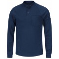 Bulwark SEL2NV-R-4XL Men's Lightweight FR Henley Shirt, 4xl, navy-