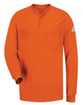 Bulwark SEL2OR-R-3XL Men&#039;s Lightweight FR Henley Shirt, 3xl, orange-