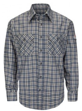 Bulwark SLD6 Men&#039;s Lightweight FR Plaid Uniform Shirt, regular, 3xl-
