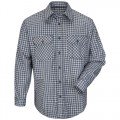 Bulwark SLD6 Men's Lightweight FR Plaid Uniform Shirt, navy/khaki plaid, 3xl-