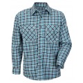 Bulwark SLD6 Men&#039;s Lightweight FR Plaid Uniform Shirt, teal/brown plaid, 3xl-