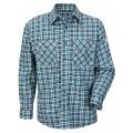 Bulwark SLD6 Men's Lightweight FR Plaid Uniform Shirt, teal/brown plaid, 3xl-
