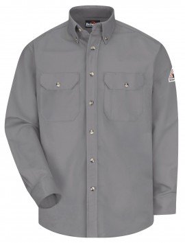 Bulwark SLU2 Men&#039;s Midweight FR Dress Uniform Shirt, silver grey, 2xl-