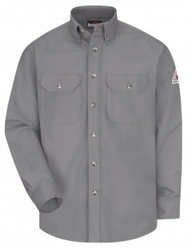 Bulwark SLU2 Men&#039;s Midweight FR Dress Uniform Shirt, silver grey, medium-