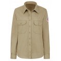Bulwark SLU3 Women's Midweight FR Dress Uniform Shirt, khaki, large-