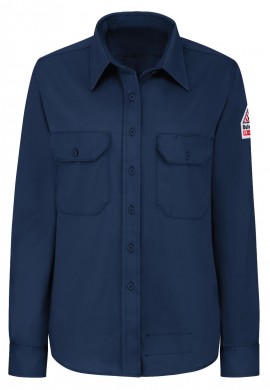 Bulwark SLU3 Women&#039;s Midweight FR Dress Uniform Shirt, navy, large-