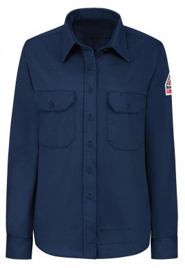 Bulwark SLU3 Women&#039;s Midweight FR Dress Uniform Shirt, navy, small-