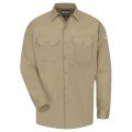 Bulwark SLW2 Men's Midweight Excel FR Comfortouch Work Shirt, khaki, large-