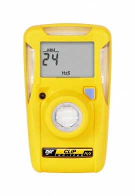 BW Clip Series Single Gas Detector,H<sub>2</sub>S,  0 to 100 ppm, 2-year-