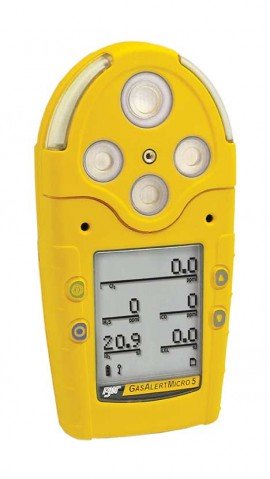 Honeywell BW GasAlertMicro 5 Multi-Gas Detector, O<sub>2</sub>/%LEL unfiltered/NH<sub>3</sub>/CO/H<sub>2</sub>S, yellow-