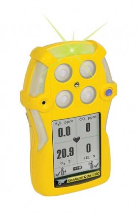 Honeywell BW GasAlertQuattro Multi-Gas Detector, O<sub>2</sub>/%LEL/H<sub>2</sub>S, rechargeable battery-