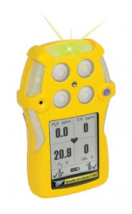 Honeywell BW GasAlertQuattro Multi-Gas Detector, O<sub>2</sub>/%LEL/H<sub>2</sub>S/CO, rechargeable battery-