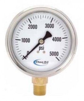 Chem Oil 210L-254G Liquid Fillable Gauge, 0 to 200 psi, 2.5" dial-