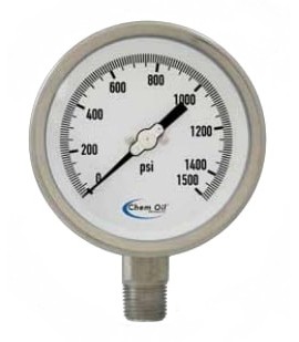 Chem Oil 210L-402E Liquid Fillable Gauge, 0 to 100 psi, 4&amp;quot; dial-