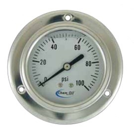 Chem Oil 202L-254KBK Liquid Fillable Gauge, 0 to 600 psi/bar kPa, 2.5&amp;quot; dial-