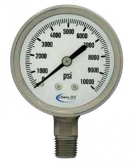 Chem Oil 310L-254D Liquid Fillable Gauge, 0 to 60 psi, stainless steel-