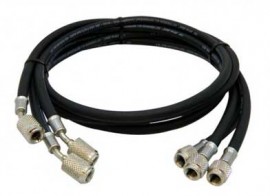 CPS HP5BKAZ3 Pro-Set Premium 1/4in Black Refrigerant Charging Hoses with Chrome Ends, 3-Pack-