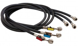 CPS HP5BKEZ3 Pro-Set Premium 1/4in Black Refrigerant Charging Hose with Ball Valve Ends-