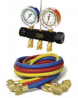 CPS MBDP5A Manifold and Gauge Set with 3 Premium Hoses-
