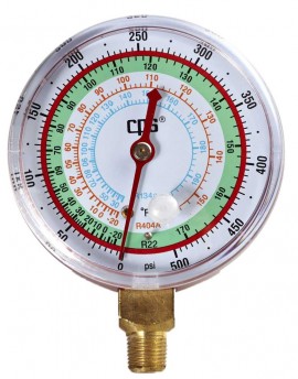 CPS RGDH High-Pressure Gauge, R-134a/R-404A/R-507, 1.6% Accuracy-