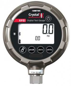 Ametek Crystal XP3i Series Digital Pressure Gauge with dual line display, 0 to 10,000 psi, 4.5&amp;quot; dial, &amp;frac14;&amp;quot; NPT bottom, diecast aluminum housing-