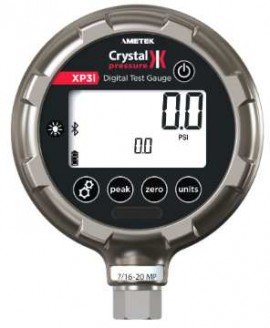 Ametek Crystal XP3i Series Digital Pressure Gauge with data logging and dual line display, 0 to 5000 psi, 4.5&amp;quot; dial, &amp;frac14;&amp;quot; NPT bottom, diecast aluminum housing-