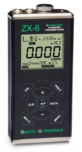 Dakota Ultrasonics ZX-6 DL Data Logging Ultrasonic Multi-Echo Thickness Gauge, 32Mb -