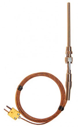 Digi-Sense 08516-70 Type-K Pipe-FTG Probe with Mini Connector, 12&quot;, 0.188&quot; Diameter-