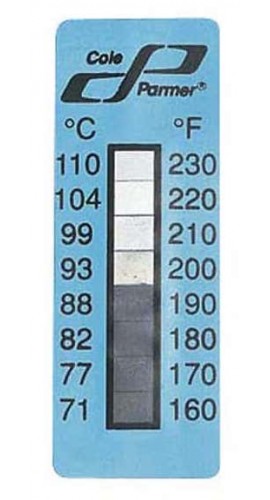 Digi-Sense 09035-08 Irreversible 10-Point Vertical Temperature Label, 370 to 480&amp;deg;F-