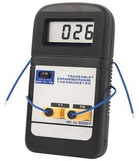 Digi-Sense 37803-94 Traceable Dual-Input Expanded Range Thermocouple Thermometer, Celsius-