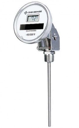 Digi-Sense 90131-09 Adjustable Solar-Powered Thermometer, -50 to 150&amp;deg;C, 9&amp;quot; Stem-