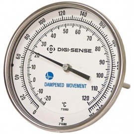 Digi-Sense 90550-64 Dampened Back-Connect Bimetal Thermometer, 50 to 550&amp;deg;F, 6&amp;quot; Stem-