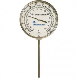 Digi-Sense 90550-93 Bottom-Connect Bimetal Thermometer with Dampened Movement, 0 to 250&amp;deg;F, 24&amp;quot; Stem-