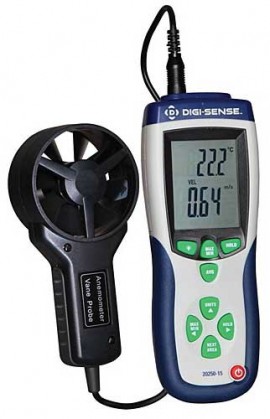 Digi-Sense WD-20250-15 Professional CFM/CMM Vane Thermoanemometer with NIST Traceable Calibration Certificate-