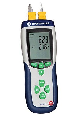 Digi-Sense WD-20250-17 Professional 2-Input Thermocouple Probe Thermometer, Type K-