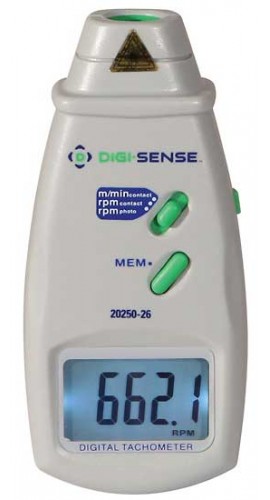 Digi-Sense WD-20250-26 Digital Contact/Photo Tachometer with NIST Traceable Calibration Certificate -