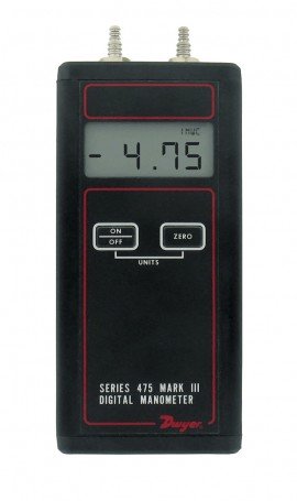 Dwyer 475-1-FM Handheld Digital Manometer, 0 to 20&amp;quot;H<sub>2</sub>O, 10 psi-